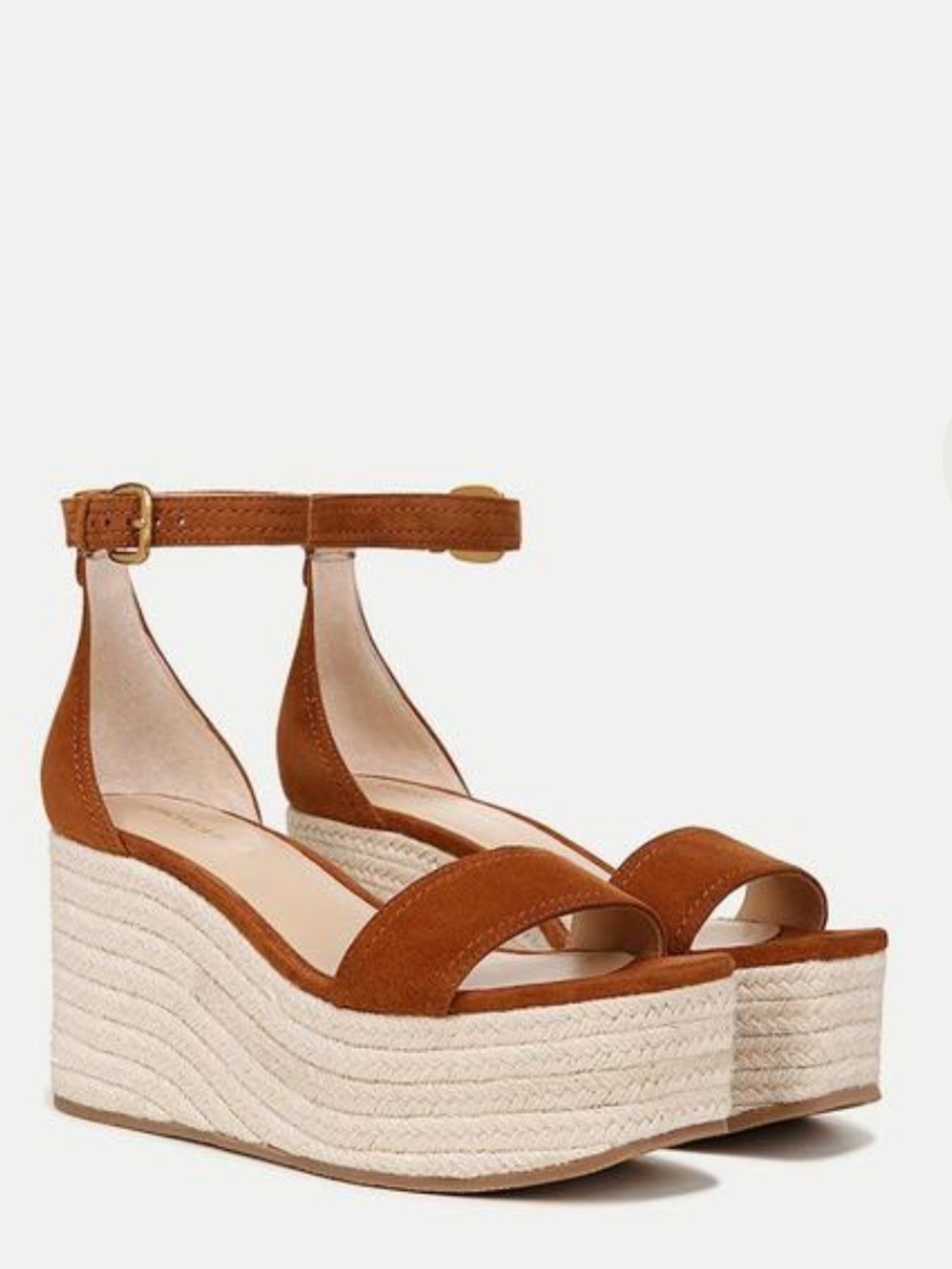 VERONICA BEARD
GIANNA RAFFIA WEDGE SANDAL - CARAMEL women size 10 like new